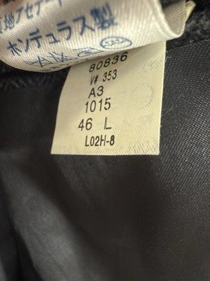 Lands End Blazer Mens 46 Long Blue 100% Wool Blue Gray Herringbone Suit Jacket