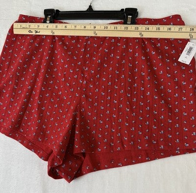 Gap Body Pajama Shorts Large Tall Womens Red Floral Pointelle PJ Sleep New