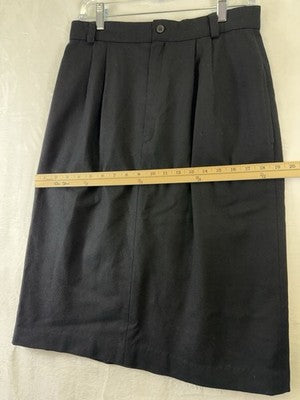 Vintage LL Bean Womens 12 100% Wool Pencil Skirt Black Made In USA Lined