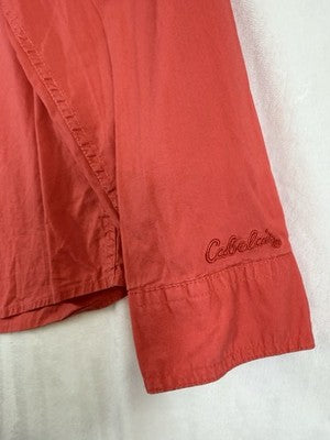 Cabelas Womens Shirt Utility XL Coral Long Sleeve Buttton Up Top