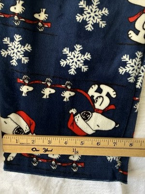 Peanuts Pajama Pants Large Blue Snoopy Santa Clause Fleece