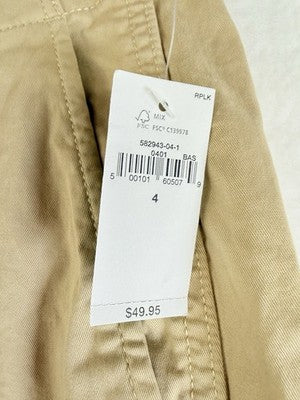 Gap Downtown Khaki Shorts 4 Women Tan Beige 4” Cotton Stretch New NWT