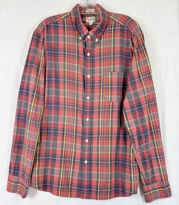 J Crew Indian Madras Shirt Large Slim Fit Plaid Mens Long Sleeve Button Up
