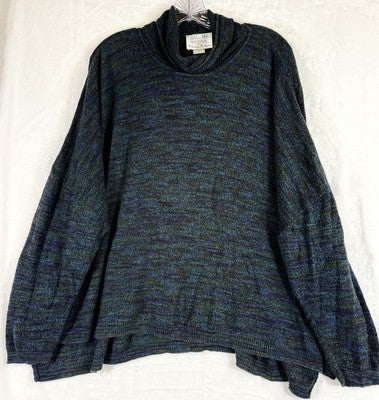 Stephanie Schuster Princess Knitwear Sweater 1X Blue Lagenlook 90s Cowl Women