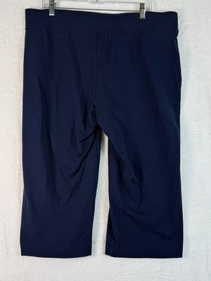 Lands End Starfish Crop Pants XL Petite Navy Blue Knit Pull On Stretch Womens