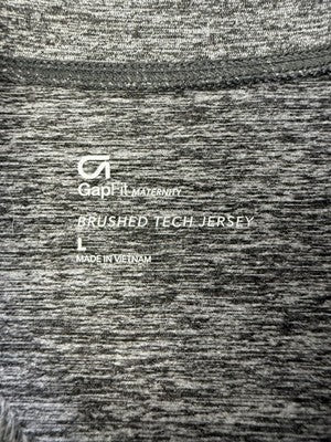 Gap Fit Maternity 1/2 Zip Top Large Gray Brushed Tech Jersey Long Sleeve