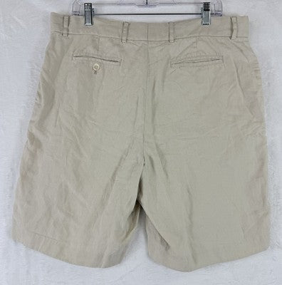 J Mclaughlin Mens Shorts 36 100% Linen Tan Beige Flat Front  10”