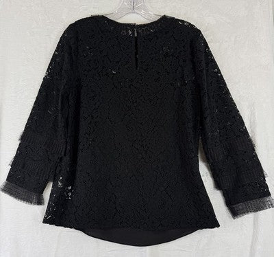 J Crew Lace Top & Tank Black Small Womens Tulle Ruffle Blouse New NWT