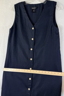 Rafaella Dress 6 Women 100% Linen Blue Sleeveless Button Front Knee Length Shift