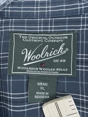 Woolrich Shirt Mens XL Blue Plaid Long Sleeve Button Down