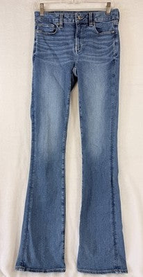 American Eagle High Rise Skinny Kick Jeans 4 Long Blue Womens Denim
