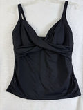 Lands End Tankini Top 16 Black Sweetheart Wrap Underwire Womens Swim Swimwear