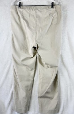 J Jill Essential Cotton Stretch Pants 16 Tan Beige Pull On Pockets Womens