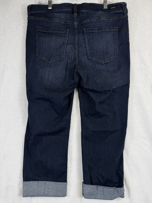 Liverpool Los Angeles Jeans 16W Charlie Crop Dark Blue Denim Wide Cuff Womens