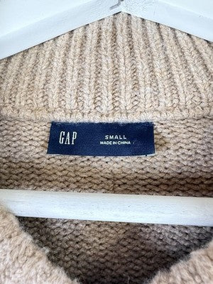 Gap Cashsoft Sweater Small Cropped V Neck Boxy Long Sleeve Camel Beige Womens