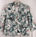 Laurie Felt Size 6 Jacket Floral Print Blazer Linen Blend 3/4 Sleeve Womens
