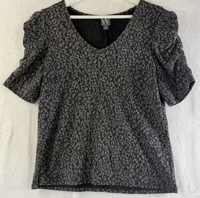 Worthington Tops Medium Womens Gray Puff Sleeve Knit