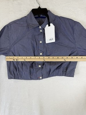 GapStudio Poplin Crop Shirt XS Women Top Gap Studio Blue Stripe Button Up New