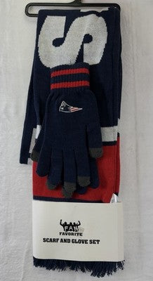 New England Patriots Scarf Gloves Set Spell Out New