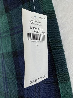 Old Navy Pixie High Rise Pants 2 Womens Green Blue Tartan Plaid New