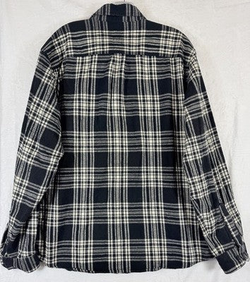LL Bean Scotch Plaid Flannel Shirt Mens Large Navy Blue Button Down Long Sleeve