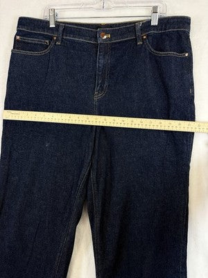 Talbots Slim Straight Ankle Jeans 16 Dark Blue Regina Wash Womens Denim