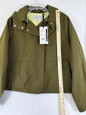 Calia Jacket Large Womens Crop Rain Trench Coat Hooded Green New NWT  $118