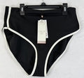 Calia Swim Bottom Large Black High Rise Tipped Womens Tankini Swimwear New NWT