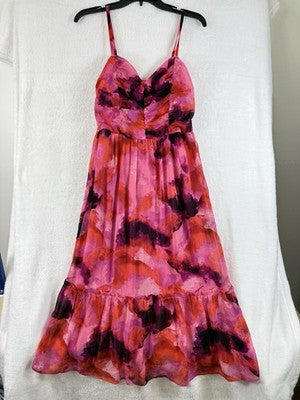 Stitch Fix Dress Medium Sleeveless Midi General Good Ruched Pink Fit & Flare