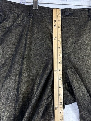 Lane Bryant 18 Pants Pull On Knit Black Gold Skinny Plus Size Womens