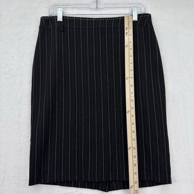 Le Chateau Pencil Skirt 10 Womens Black Pinstriped