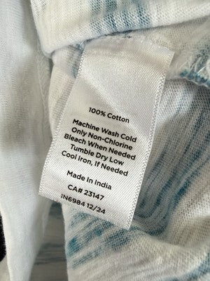 T By Talbots Top Large Tee Short Sleeve Womens Pink Blue Striped 100% Cotton