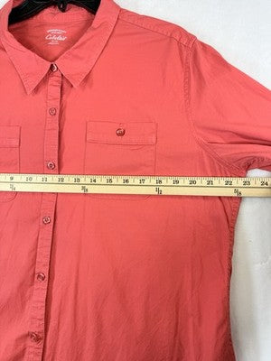 Cabelas Womens Shirt Utility XL Coral Long Sleeve Buttton Up Top