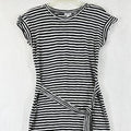 J Crew Dress XXS Black White Striped Mini Dress Short Sleeve Cotton Knit Womens
