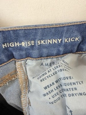 American Eagle High Rise Skinny Kick Jeans 4 Long Blue Womens Denim