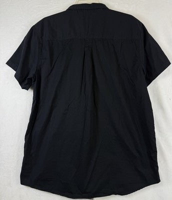 Pacsun Shirt Large Mens Embroidered Flowers Black Short Sleeve Button Up