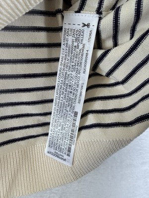 Zara Sweater Womens Large Ivory Black Striped Long Sleeve Lightweight New NWT