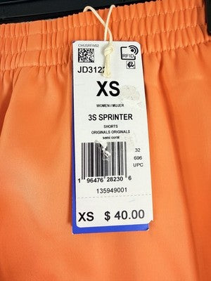 Adidas Sprinter Shorts Women XS Orange Adicolor Classics 3 Stripes New NWT