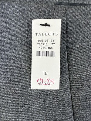 Talbots Dress Pants 16 Gray Womens Side Zip New NWT