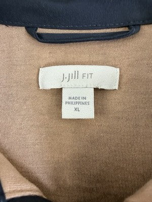 J Jill Fit Jacket XL Navy Blue Nylon Windbreaker Knit Lining Full Zip Womens