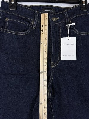 Free Assembly Jeans Womens 4 Barrel Leg Dark Blue Rinse High Rise NWT New