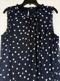 Tommy Hilfiger Dress 14 Navy Blue Sleeveless Polk Dot Shift Short Womens