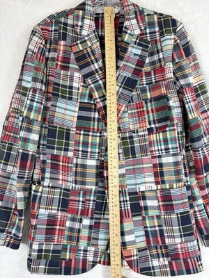 Rowing Blazers Small 36 Mens Indian Madras Plaid Jacket 100% Cotton Embroidered