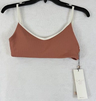 Calia Swim Top Small Strappy Warm Terracotta Bikini Swimwear New NWT