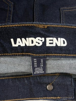 Lands End Bootcut Jeans 16 Women Dark Blue Denim High Rise
