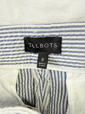 Talbots Seersucker Pants 8 Tapered Ankle Market Stripe Blue Womens New NWT
