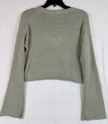 Garage Loose Crop Sweater Medium Green Long Sleeve Tops Roll Hem Boxy