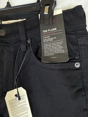 Levis 726 Flare Jeans 28 28x34 Black Denim Womens Levi’s New NWT