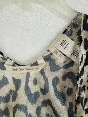 Soft Surroundings Ruana Wrap Shawl Animal Leopard Print Womens *FlawRead