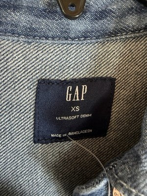 Gap Denim Mini Dress XS Women Blue Short Sleeve Boho Striped Pockets New NWT